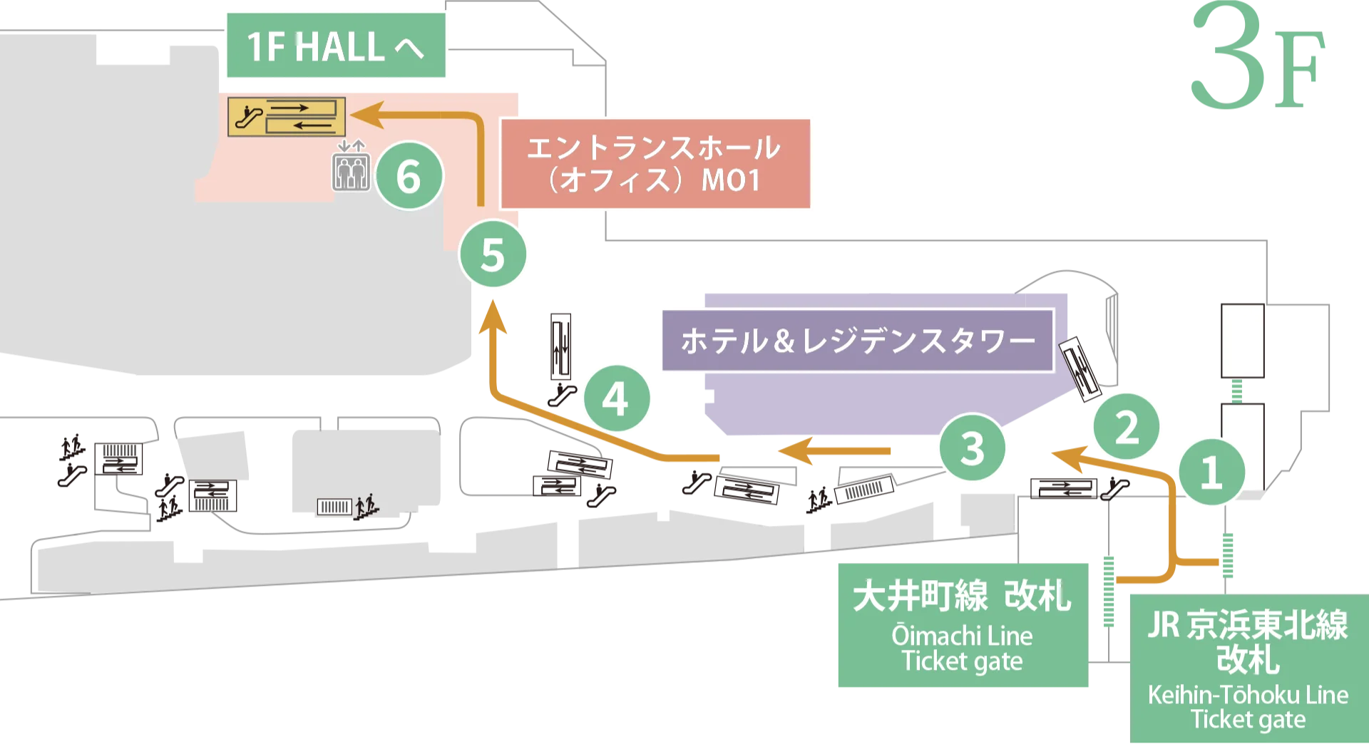 JR京浜東北線、東急大井町線「大井町駅」からのアクセス地図
